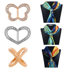Fashion Scarf Ring Heart Butterfly Women Solid Buckle Brooch Clips Scarves Gift