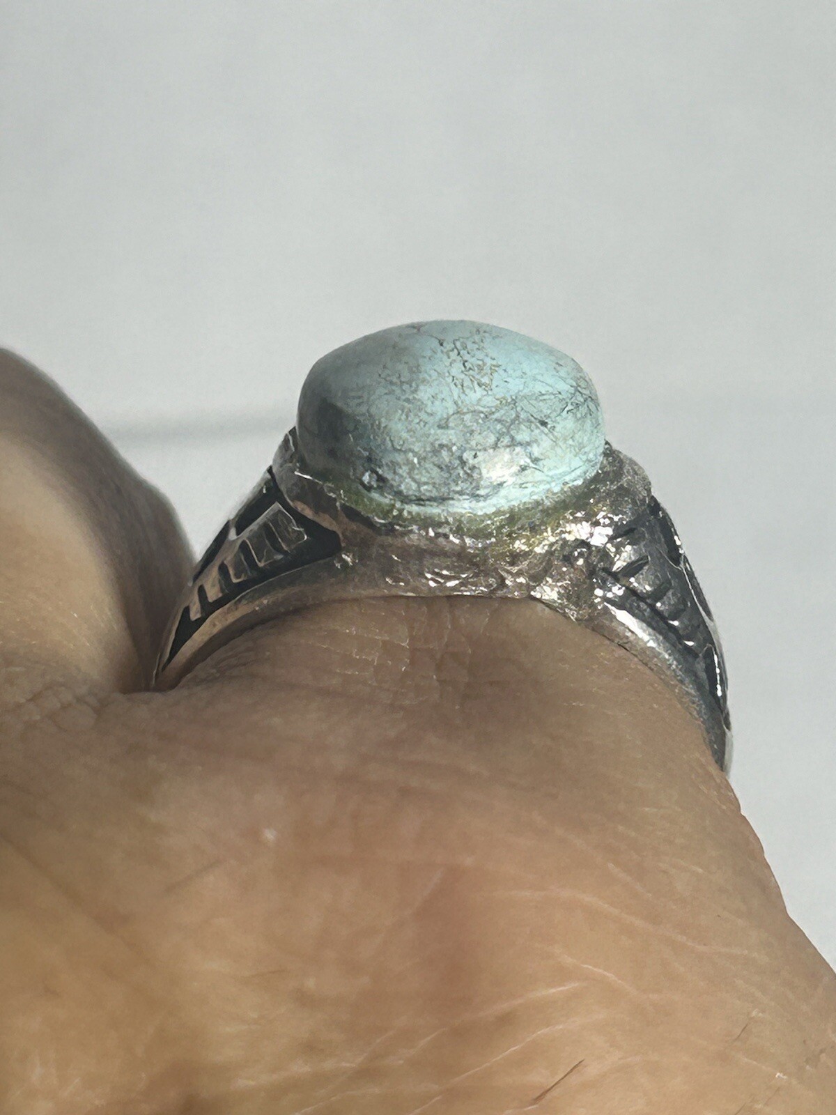 Thunderbird Native Old 925 Turquoise Ring Size 10… - image 16