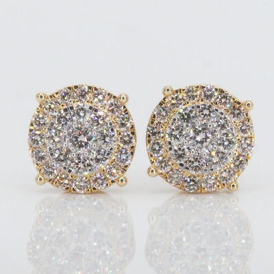 14 Karat Massivgold 13 mm Diamant XL Cluster Diamantohrringe