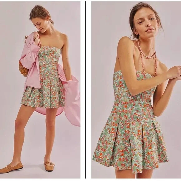 Free People Made Me Smile Floral Printed Mini NWOT Size XL
