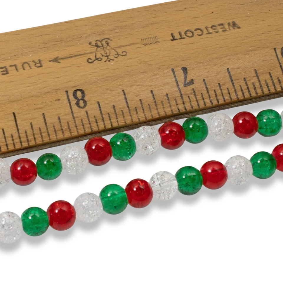 300-Pack 6mm Red, Green & White Glass Crackle Bead Mix -Festive Christmas Crafts - Image 2 of 4