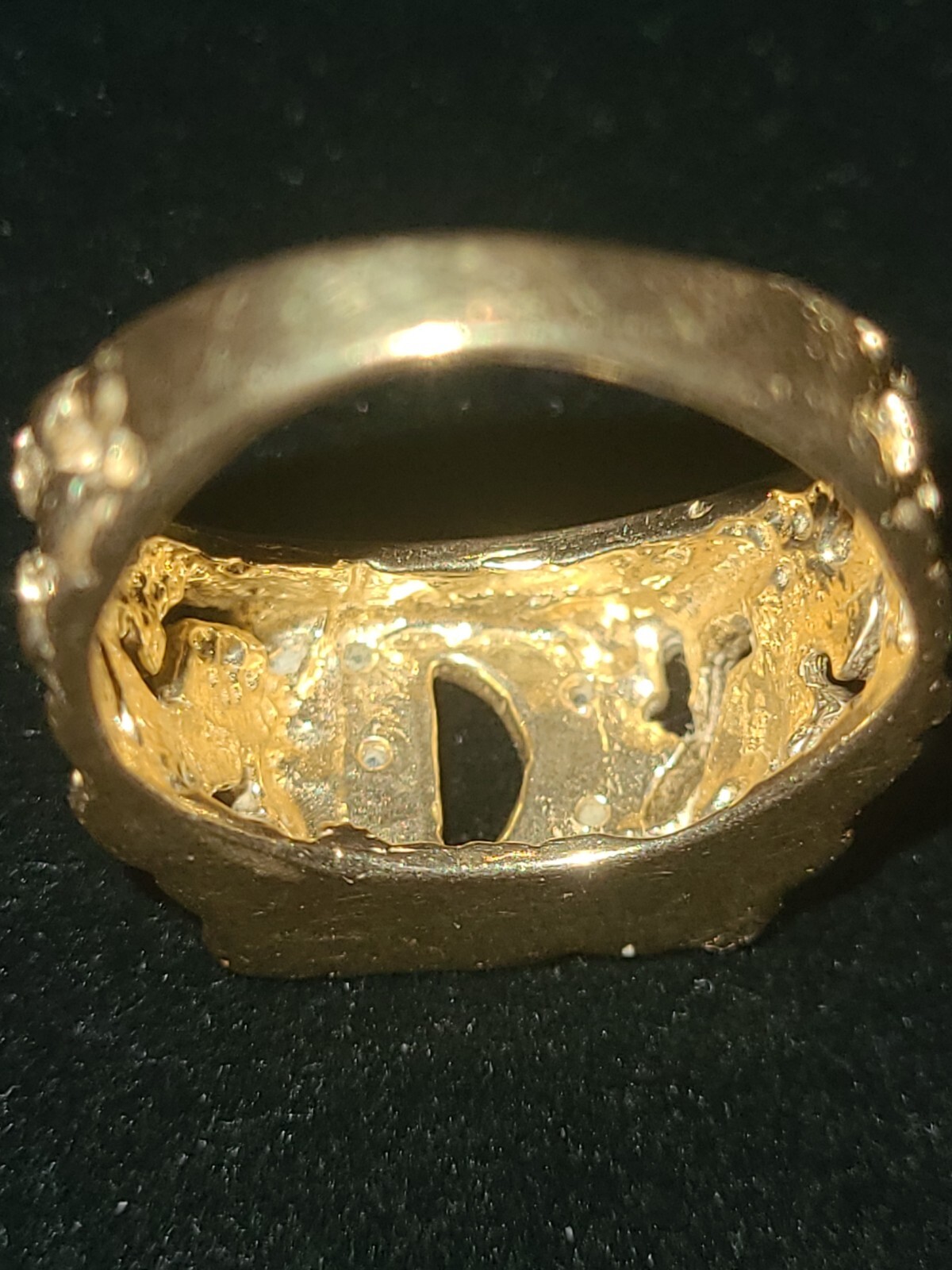 14k Gold Diamond Initial Ring, Solid Gold Nugget … - image 15
