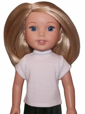 Black Blue Red Pink Purple White Tee T Shirt fits 14'' Wellie Wishers Size Doll