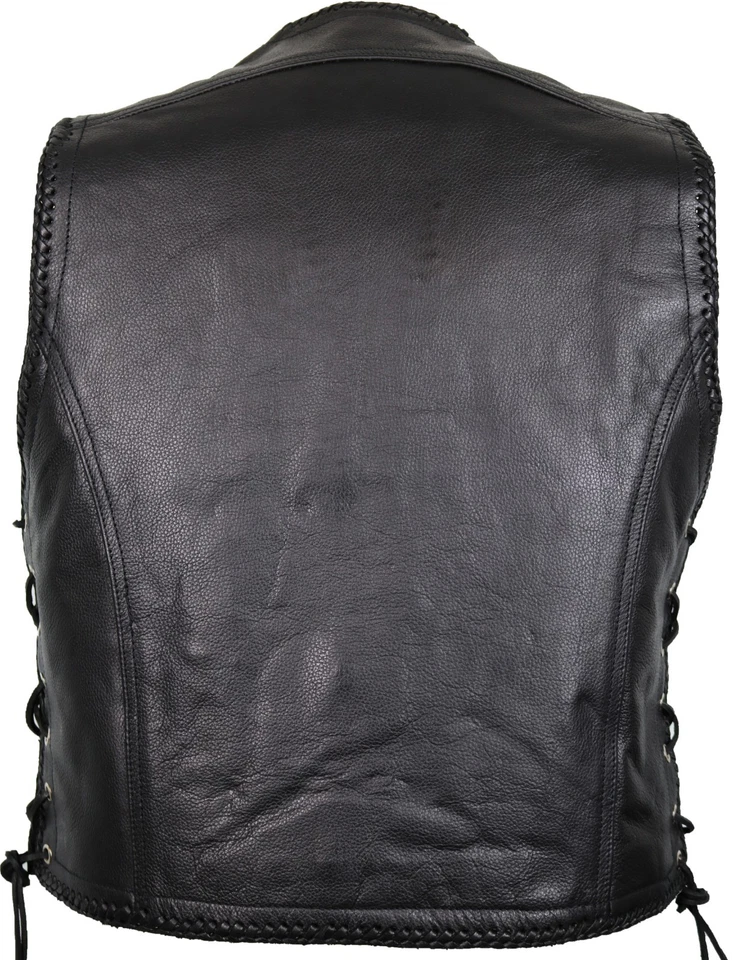 Herren Lederweste Lederkutte Bikerweste Kutte Clubweste Rocker Weste  — 第 3/4 张图片