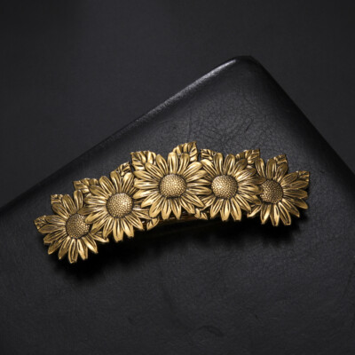 チャーム A Sunflower Vintage French Hair Clip Viking Barrette For Girl