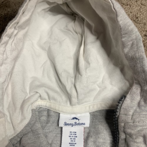 Tommy Bahama Hooded Jacket Boys sz 12M Gray Full Zip Dinosaur Hood Pocket Front - Picture 4 of 6