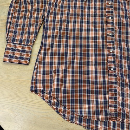 VTG Rockmount Ranch Wear Shirt Pearl Snap Mens 17 M Blue Red Plaid Western USA - Picture 7 of 20