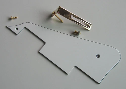 White 3 Ply LP Pickguard with Gold Bracket Guitar Scratch Plate Fits Les Paul