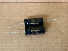 2 New Supertech 33 uf 600v Axial Capacitors Guitar Tube Amp & Radio Caps (Qty)