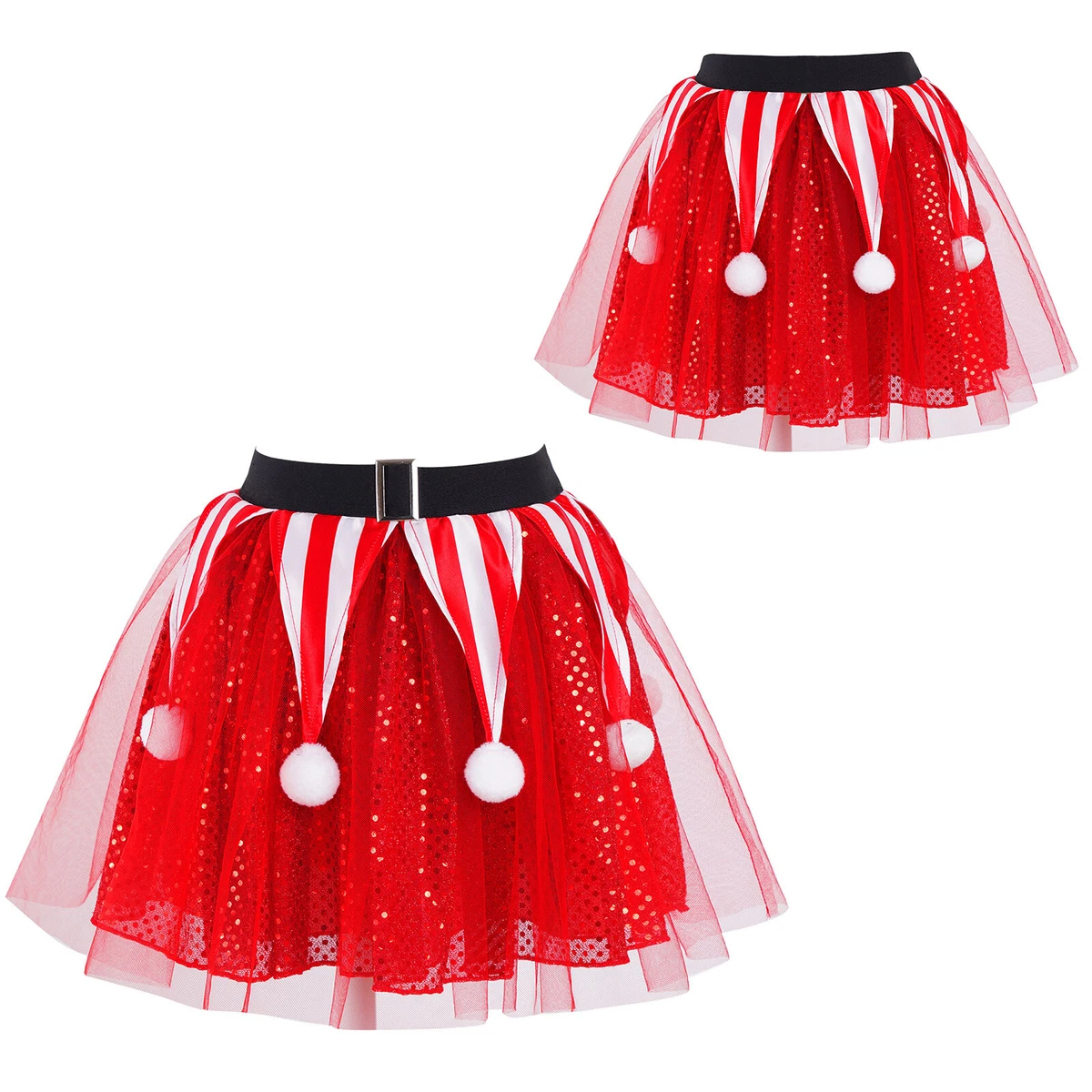 Kids Girls Christmas Elf Costume Skirt Princess Fancy Dress Up Xmas Party Skirts