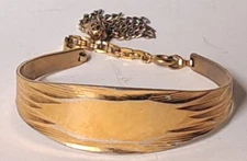 Vintage  JB Gold Dipped Plated Cuff Bangle Filigree Tassle Charm Chain no mono