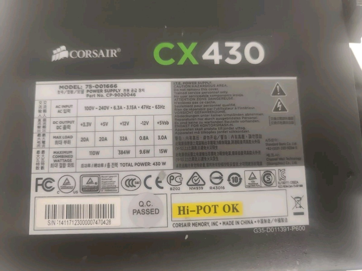 Corsair CX430 - 80 PLUS CP-9020046-NA 430W Plus Bronze ATX Modular