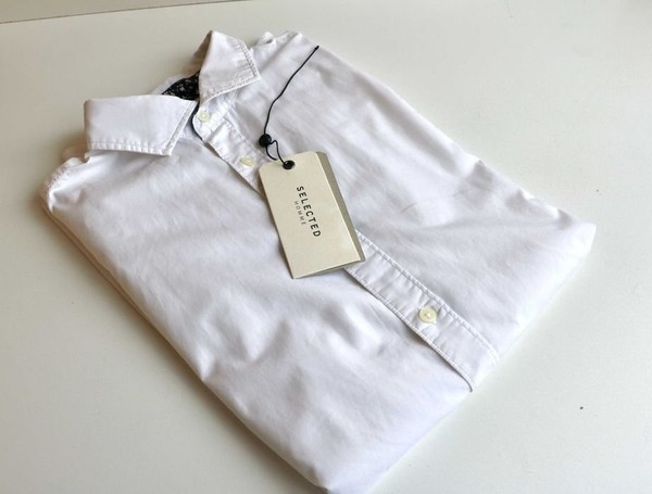 Men Selected Homme Shirt White Cotton 40