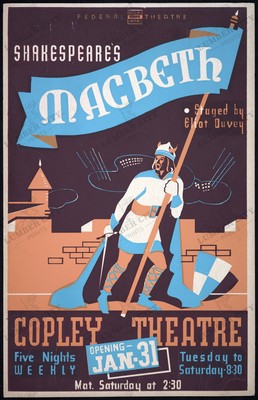 Macbeth 1934 Federal Theatre Project Poster Print Wall Art Home Decor