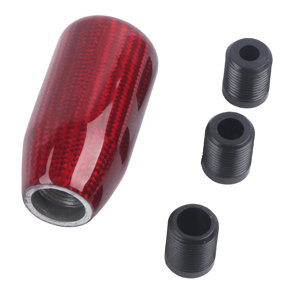 Palanca de cambios manual universal de fibra de carbono roja 1 pieza Foto 2 de 4