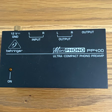 Behringer PP400 Phono Pre-Amp 12V Black 2-Ch Analog Stereo RCA In/Out