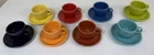 Fiesta ware TeaCup and Saucer Sets Homer Laughlin - Lot Of 8 Sets. 16 Pieces