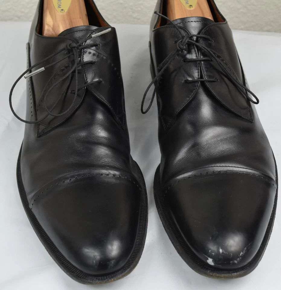 Zapato Oxford A. Testoni Para Hombre Cuero Negro Puntera Talla 9.5 - 10.5 EE. UU. Foto 3 de 4