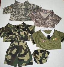 Build A Bear BABW Military Camo Army Lot Soldier Shirt Pants Hat Jackets