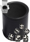 (6) 16mm Transparent Clear Dice + PU Leather Black Felt Lined Cup Gift Boxed — photo 1