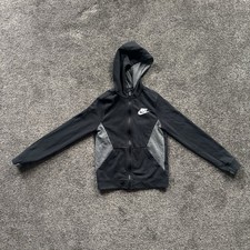 Nike Full Zip Hoodie Jacket Black Grey Colorblock Unisex Youth Kids Sz Medium