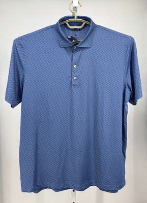 Johnnie-O Zazu Polo Shirt Mens Lake Blue Tartan Fields Performance Golf Sports