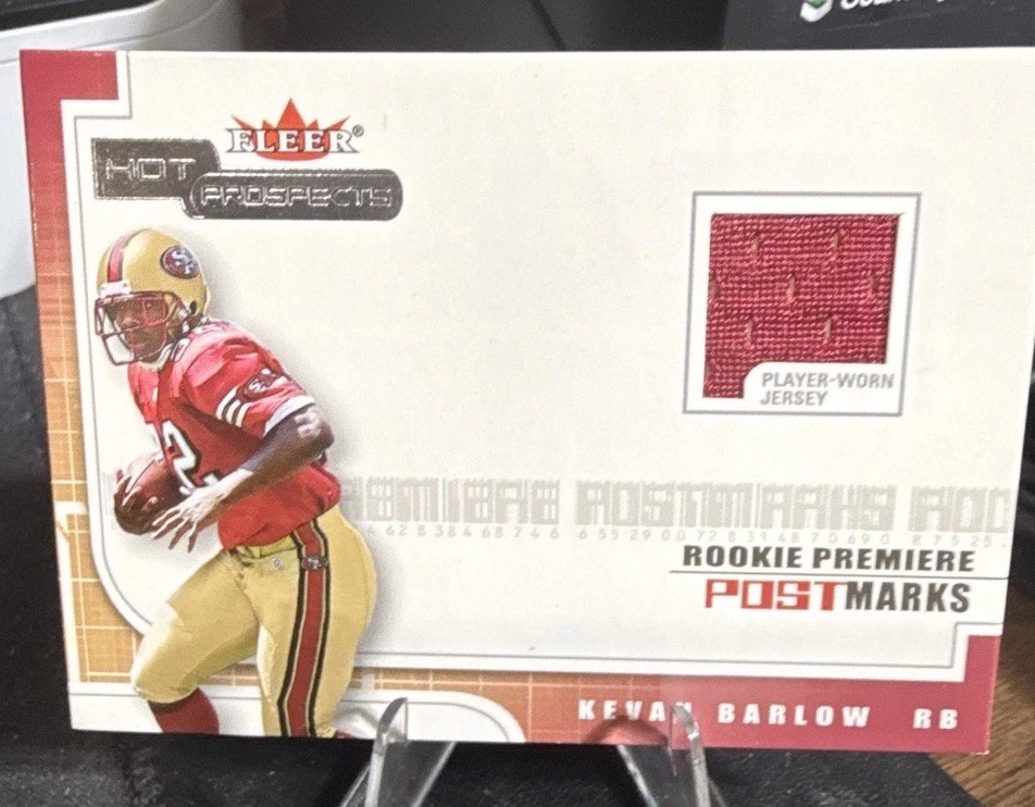 2001 Fleer Hot Prospects - Rookie Premiere Postmarks Jerseys Kevan Barlow /1975