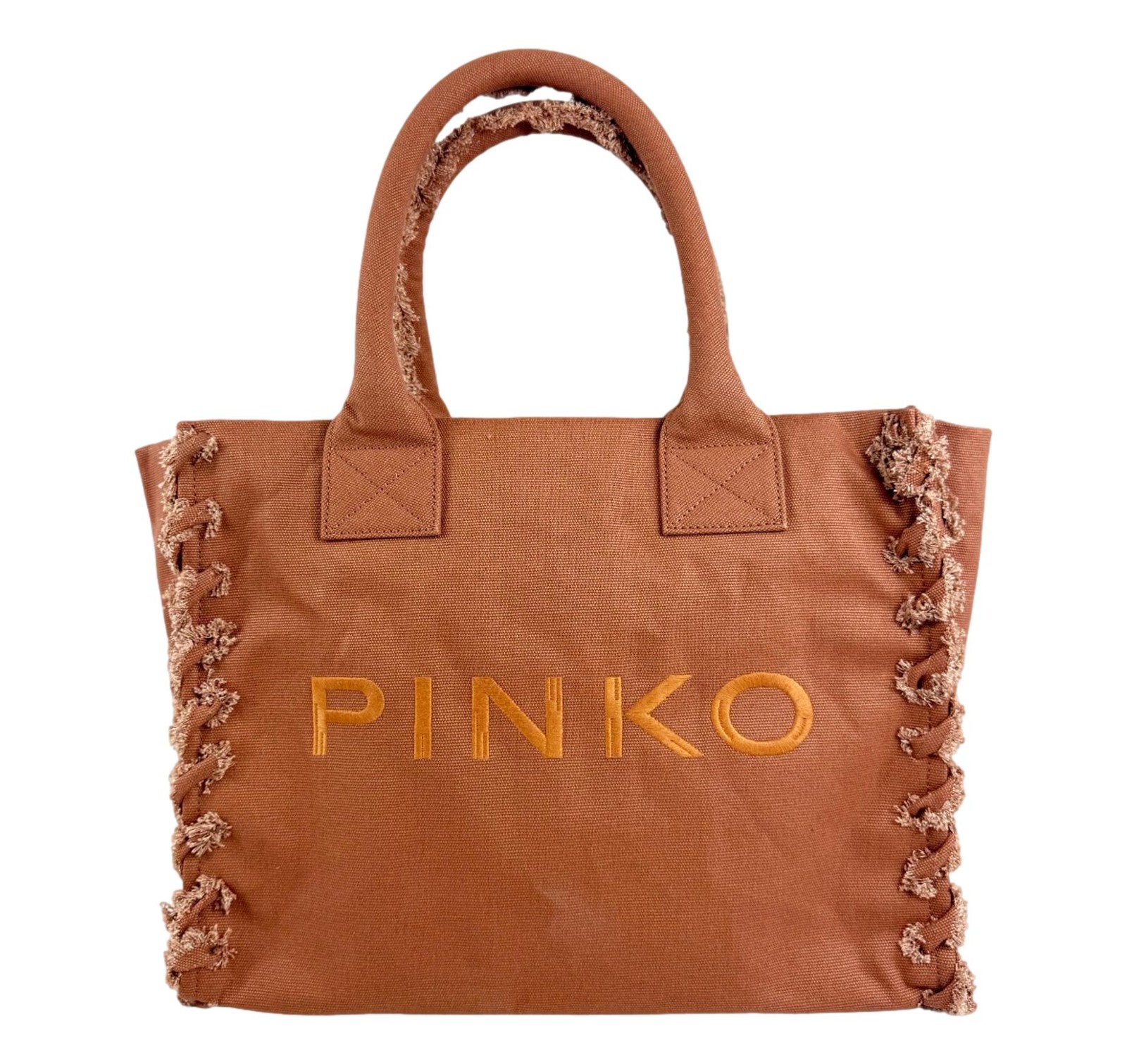 Pinko Women's Shopper Bag Medium Beach Canvas 106673 Terracotta L08