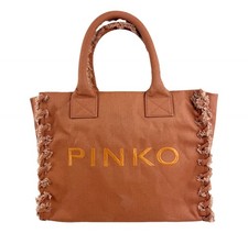 PINKO Borsa Donna Shopper Media Beach In Canvas 106673 Terracotta L08