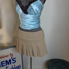 Y2K VTG Skirt Womens Small Tan Mini Corduroy Pleated Button Detail Aeropostale