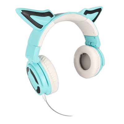 RGB Cat Ear Headset BT 5.3 Wireless Noise Reduction Type C Foldable Gaming He CB