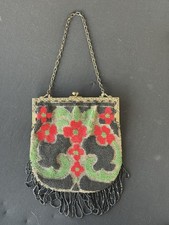Antique Victorian Late 1800s Art Nouveau Beaded Fringe Purse. 719