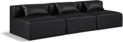 Modular Contemporary Sofa in Soft Black Vegan Leather - Infinite Configurations