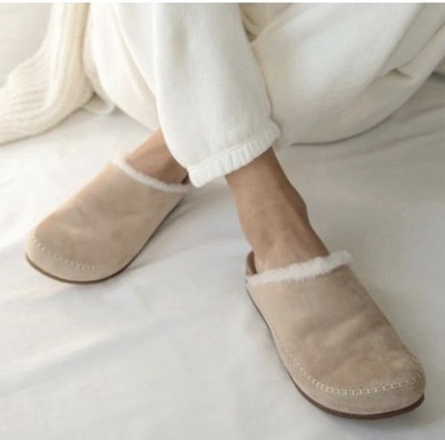 Jenni Kayne $375 Shearling Lined Moc Clog in Natural Beige Sz 38/ US 7.5-8