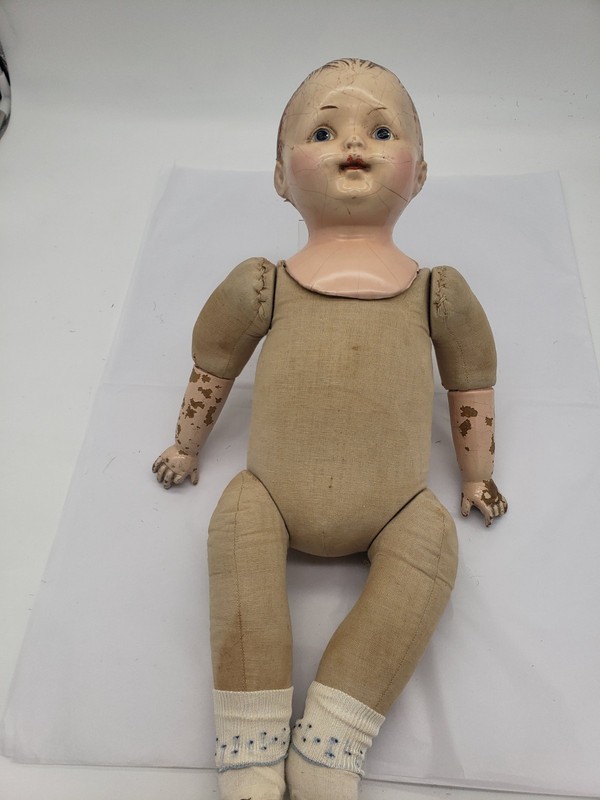 Antique 20" Effanbee Baby Dainty Doll 1920s Closed Mouth Composition Cloth Body