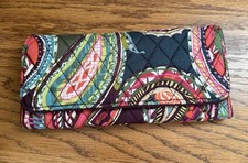 Vera Bradley Paisley Multicolor Zip-Around Folding Wallet Flower Theme