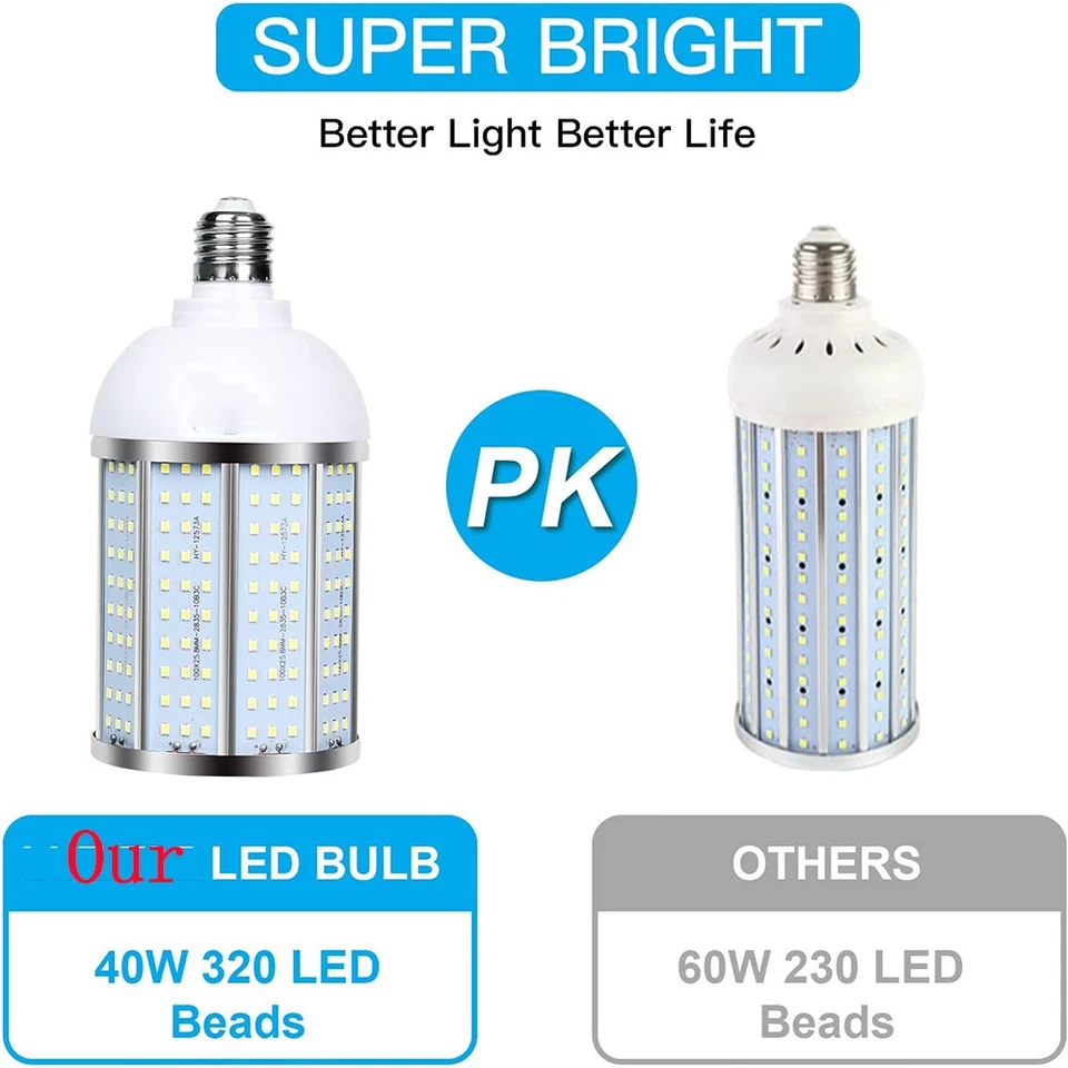 40W LED Corn Light Bulb, Large Mogul Base E26 LED Bulb, AC 100V-277V, Daylight - Image 3 of 4