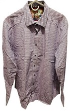 Robert Graham Men's Classic Fit Flip Cuff Dress Shirt Purple Geometric XL