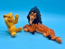 Lot of 2 Vintage Walt Disney Lion King Porcelain Figurines Scar and Simba