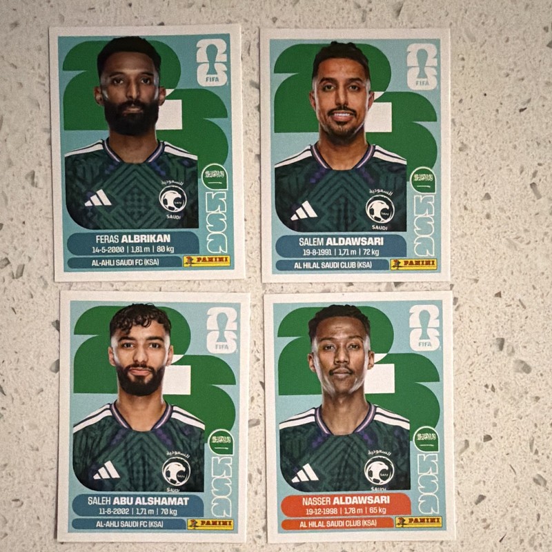 Panini 2023 FIFA Soccer Trading Card lot of 4 Aldawsari Albrikan Alshamat