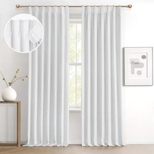 Linen Pinch Pleated Full Blackout Curtains for 40"W x 95"L Pack of 2 White