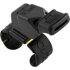 Fox 40 Classic CMG 3-Chamber Pealess Whistle w/ Fingergrip, Black