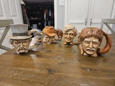VTG Lot of 4 Byron Molds Mugs Davy Crockett Will Rogers Buffalo Bill Mark Twain