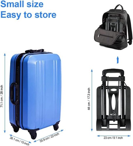 Folding Hand Truck 110lbs, 2+2 Wheel System - 2 Rotating & 2 Stabilizer Wheel... - Picture 7 of 7