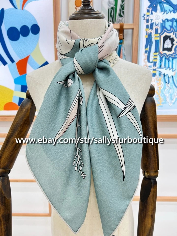 2025 Sallys 70% Cashmere 30% Silk Stole Flower Print Double Face Scarf Shawl 53" - Image 4 of 4