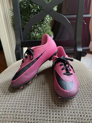 Nike Girl's JR Bravata II FG Pink/Black Soccer Cleats Size 4.5Y Youth Kids