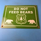 Vintage Forest Service Sign - Do Not Feed Bears Gas Pump Station Porcelain Sign