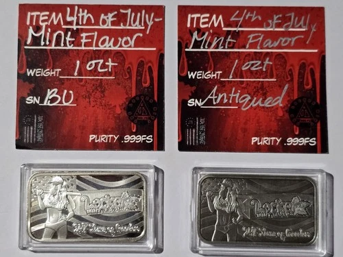 The Locker Mint 4th Of July Mint Flavor 2 Bar Set 1oz .999 Ag Each Bar