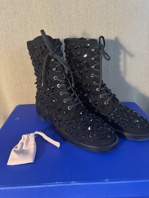 Stuart Weitzman Stardust Bootie Swarovski Crystal Black Limited Ed 7.5 New Box