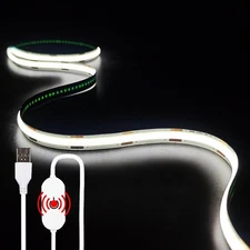 USB LED Light Strip, 6000K White COB Strip Lights, 3.28ft x1, 